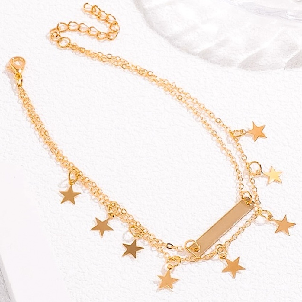 🔴𝟭𝟬/$𝟮𝟱🔴NEW 2 Layered Bar Star Anklet - Picture 15 of 17